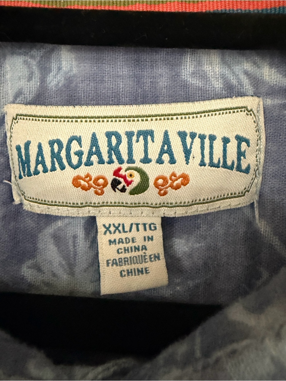 Margaritaville Men Blue Tropical Print Short-Sleeve Button-Up Shirt XXL/TTG T020 - Picture 2 of 7